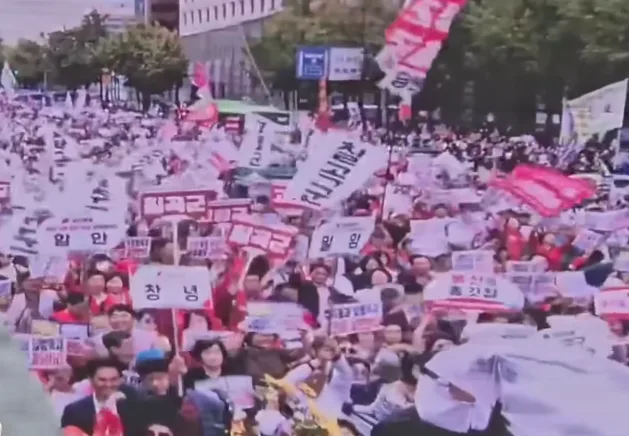 韩国,反共,游行,示威