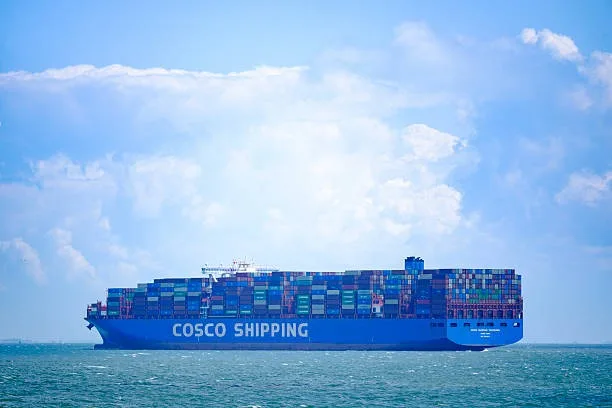 中遠海運旗下的集裝箱船 Cosco Capricorn 號，懸掛香港旗幟，於2025年7月22日在荷蘭弗利辛恩（Flushing）航行。（Thierry Monasse/Getty Images）