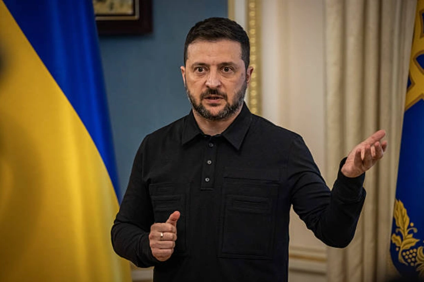 乌克兰总统泽连斯基（Volodymyr Zelenskyy）。 (Photo by Ed Ram/Getty Images)