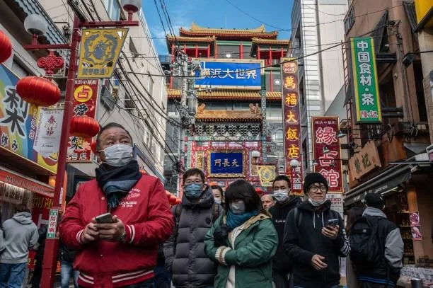 2023年1月22日中國新年初一，日本橫濱中華街的景況。（YUICHI YAMAZAKI/AFP via Getty Images）