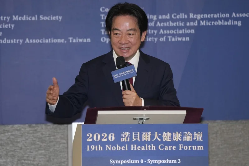 台灣總統賴清德1月11日在台北國際會議中心出席「2026 諾貝爾大健康論壇」開幕典禮。（中央社）