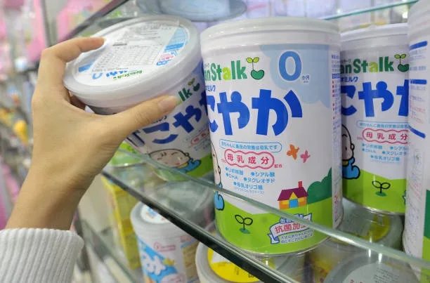香港一家商店的貨架上陳列著各個品牌的日本嬰兒奶粉。資料圖片。（MIKE CLARKE/AFP via Getty Images）