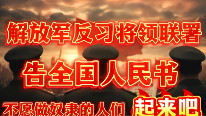 傳25位共軍上將實名聯署《告全國人民書》，呼籲軍民共同起義反習。 （圖片來源：網路圖片）