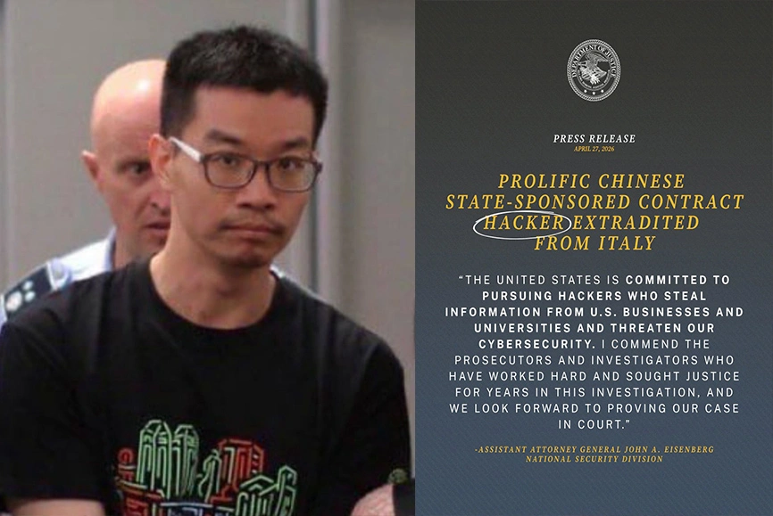 中國籍黑客嫌疑人徐澤偉（Xu Zewei），近期已從義大利被引渡到美國受審。（X平台截圖）