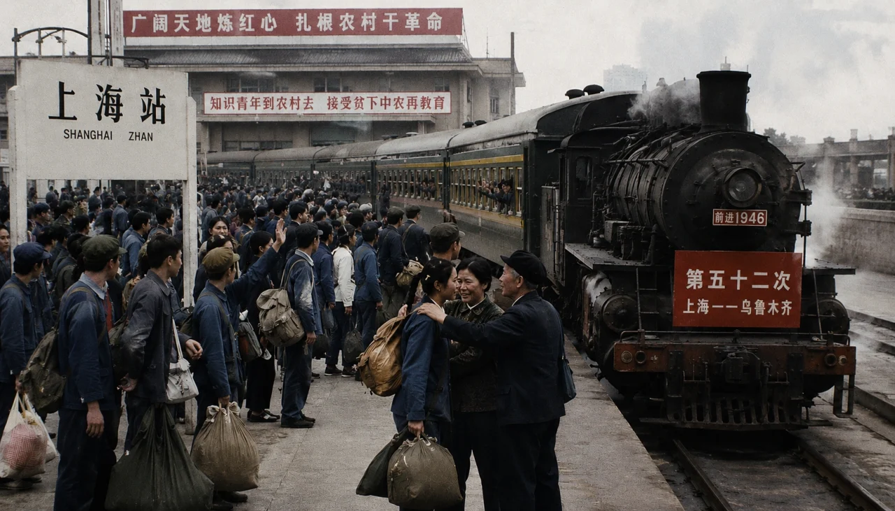 夏言聊天室：知青故事——五十二次列車。（AI繪圖）
