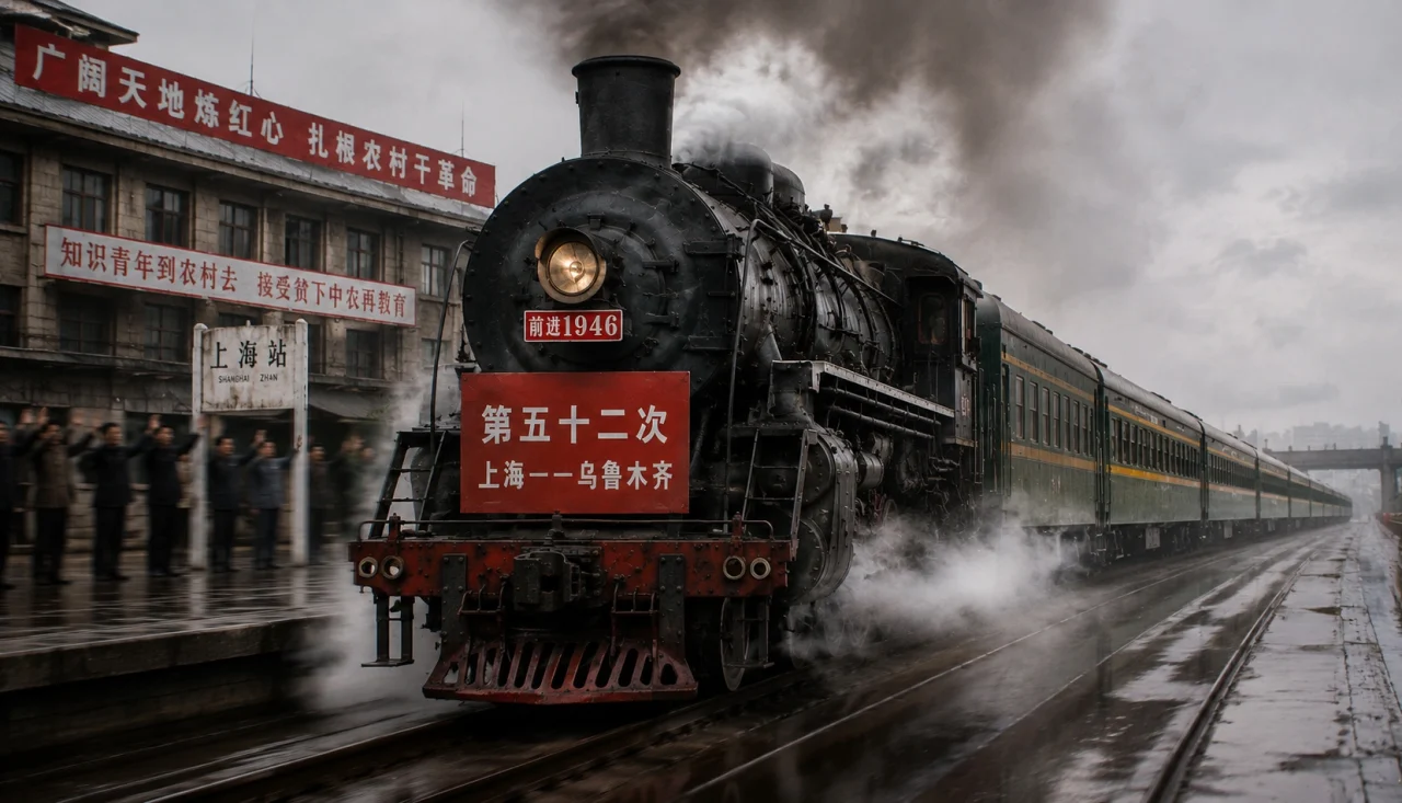 读夏言先生“知青故事---52次列车”。（AI绘图）