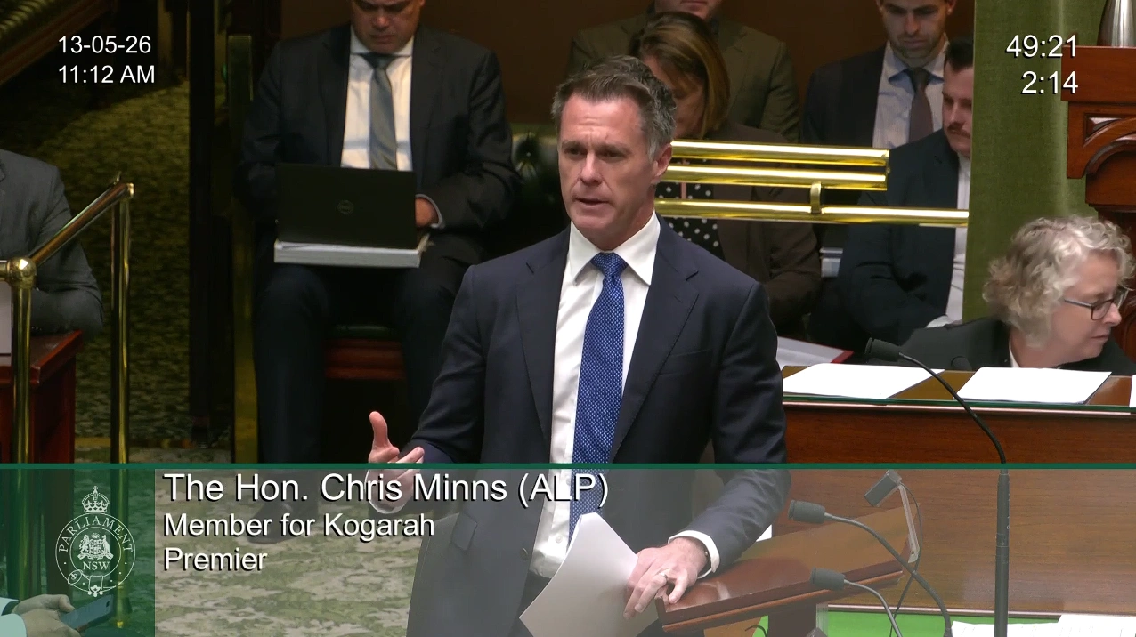 新南威爾士州政府對聯邦預算的回應。（截圖取自YouTube/Chris Minns MP）