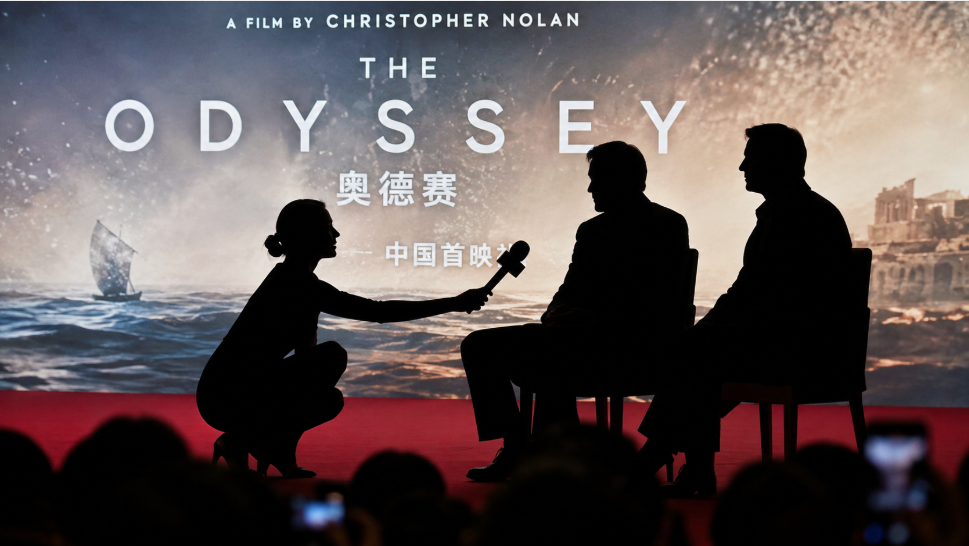 奧德賽,北京,首映,主持人,屈膝,採訪,諾蘭,陳璇