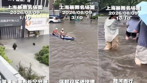 上海,暴雨,積水,長寧,商場,颱風,白海豚