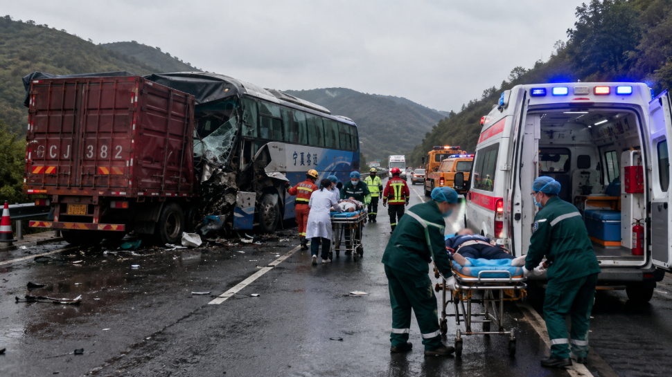 寧夏,青銀高速,車禍,重傷,死亡,大巴,半挂車,追尾