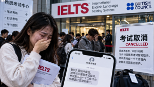 雅思,IELTS,雅思考试,雅思考试取消,雅思停考,雅思技术故障,雅思考试中断,考生,崩溃